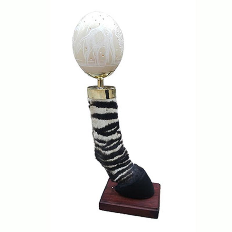 Zebra Leg Lamp With Ostrich Egg
